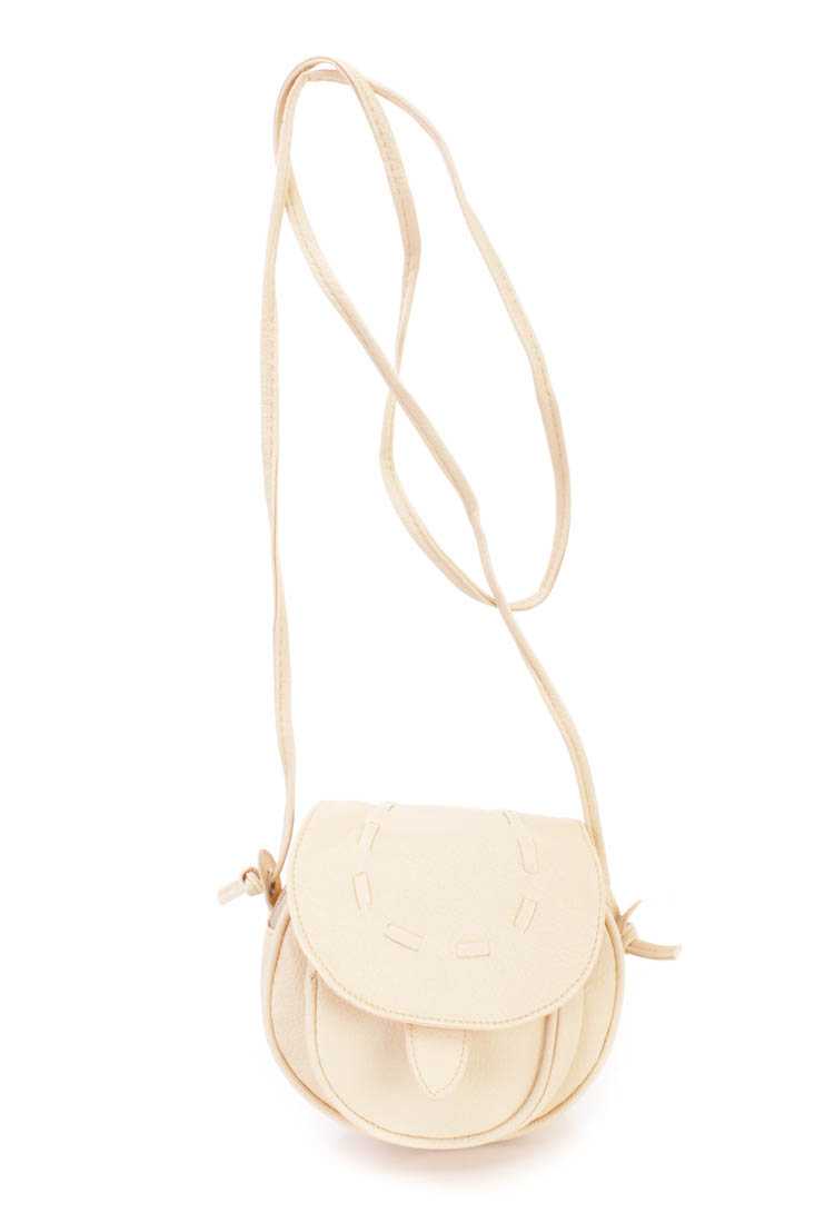Beige Faux Leather Woven Mini Handbag