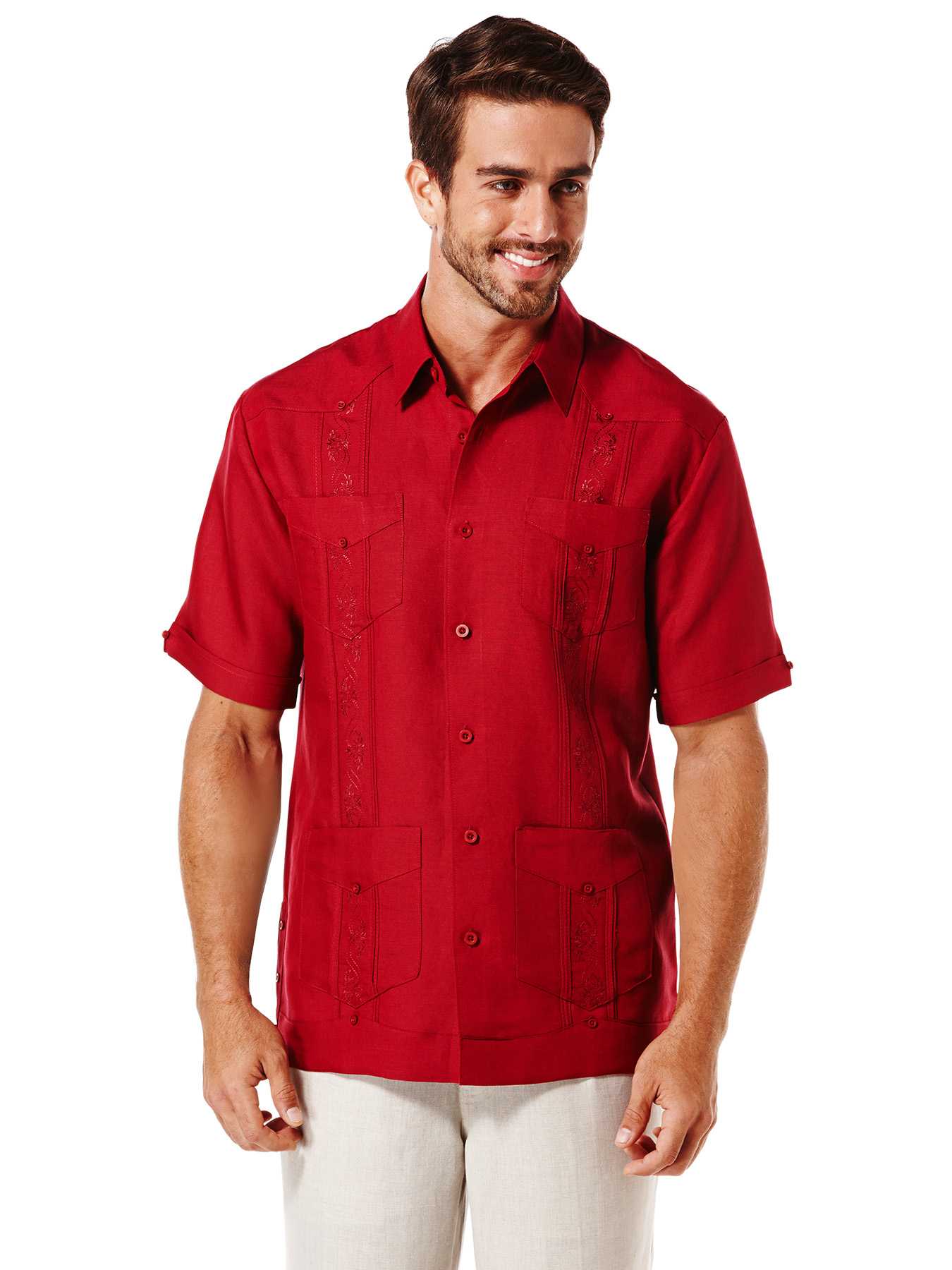Cubavera Ramie/Rayon Short Sleeve Embroidered Guayabera