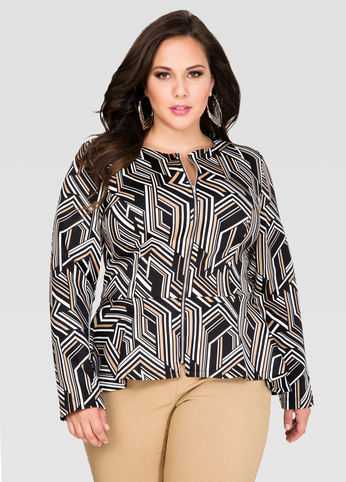 Geo Stripe Peplum Jacket