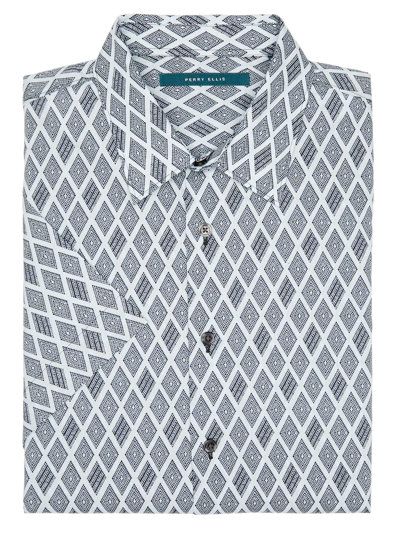 Perry Ellis Short Sleeve Large Diamond Shirt