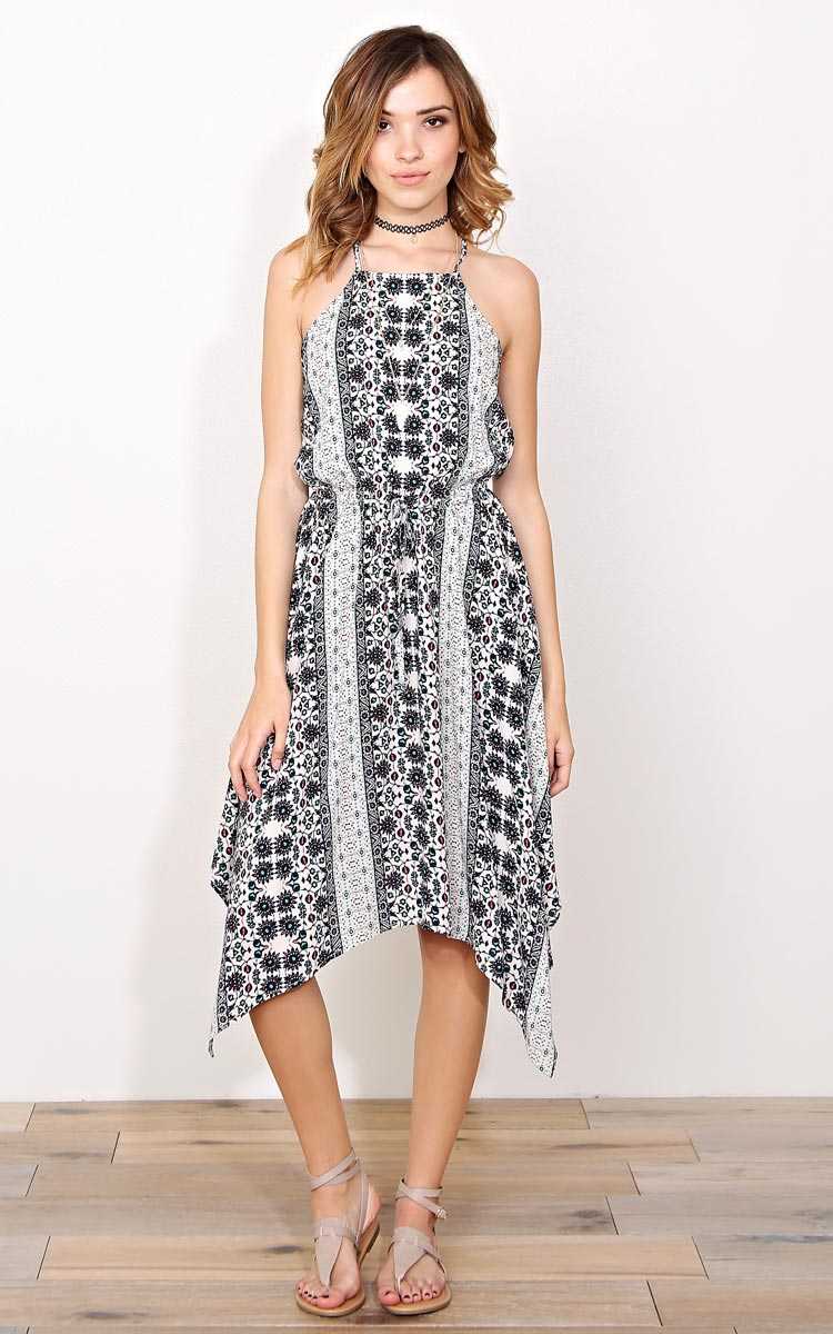 Jade Woven Handkerchief Dress - - Navy Combo in Size by Styles For Less