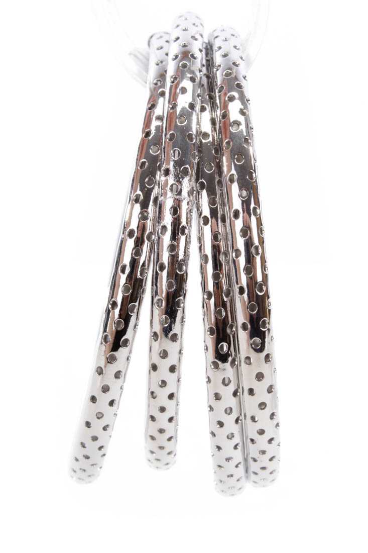 Silver Textured High Polish Metal Cute Bangle Bracelets