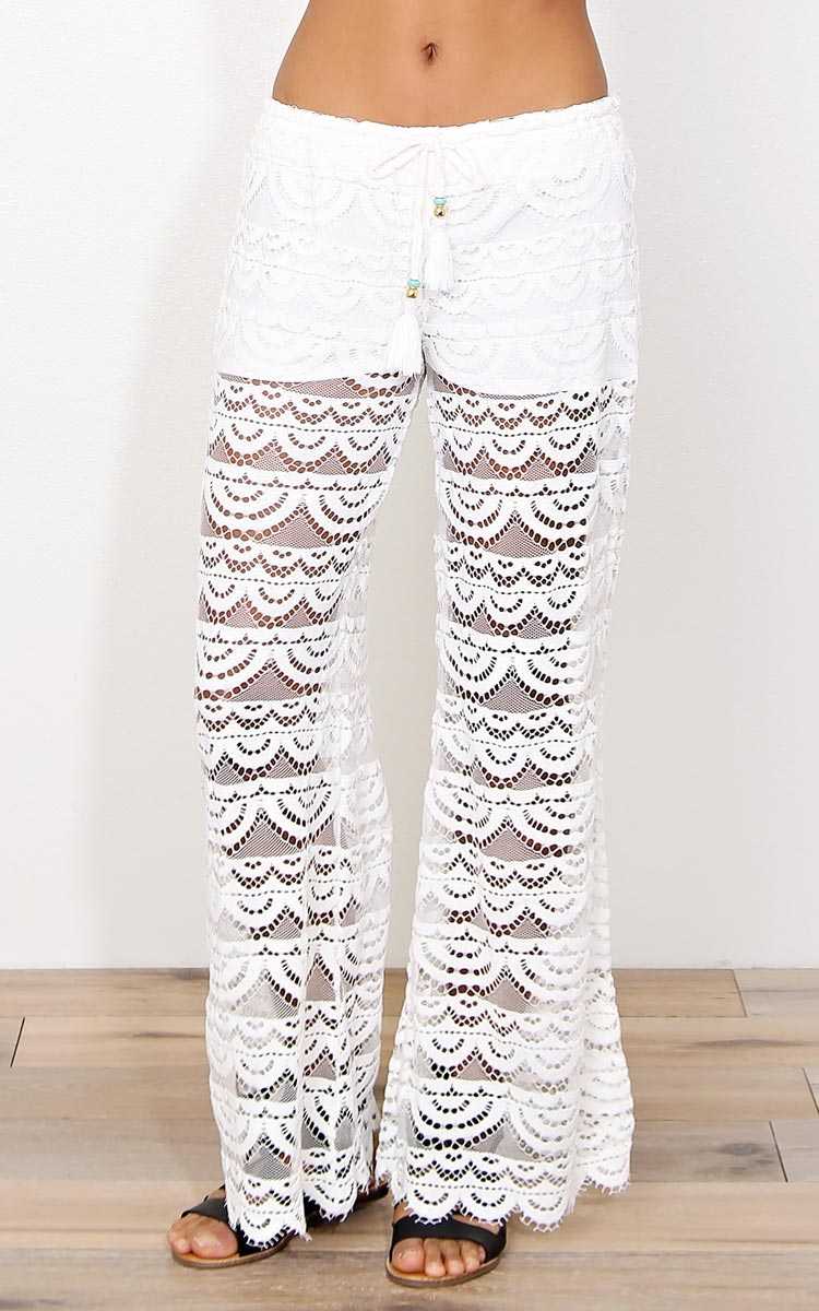 Marsha Woven Palazzo Pants - - Ivry/Natrl in Size by Styles For Less