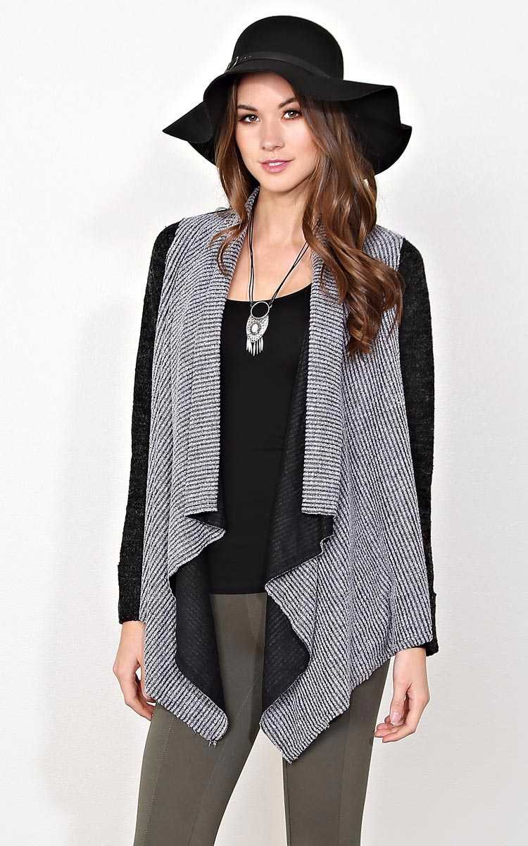 Winter Haze Sweater Knit Wrap - SML - Grey Combo in Size Small by Styles For Less