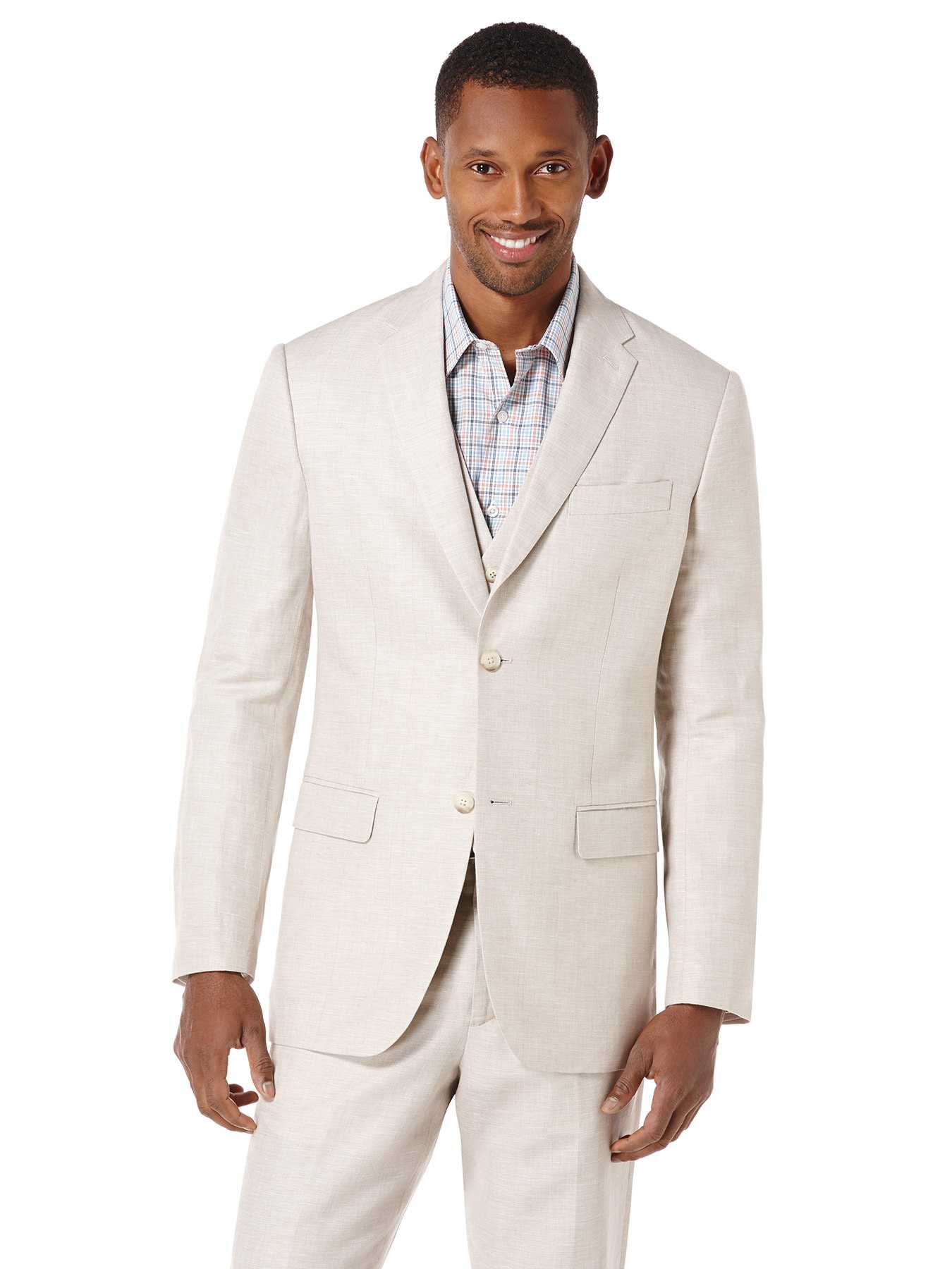 Perry Ellis Big and Tall Linen Cotton Herringbone Suit Jacket
