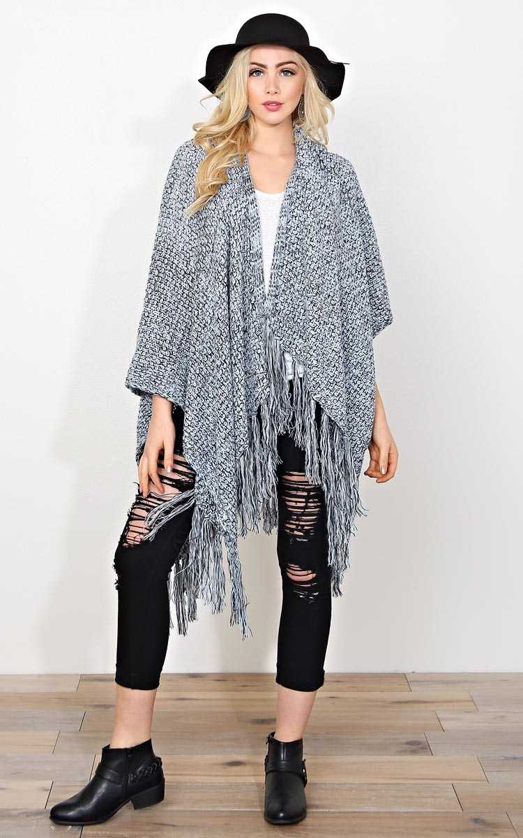 Warm Hugs Sweater Knit Ruana - N/S - Multi by Styles For Less