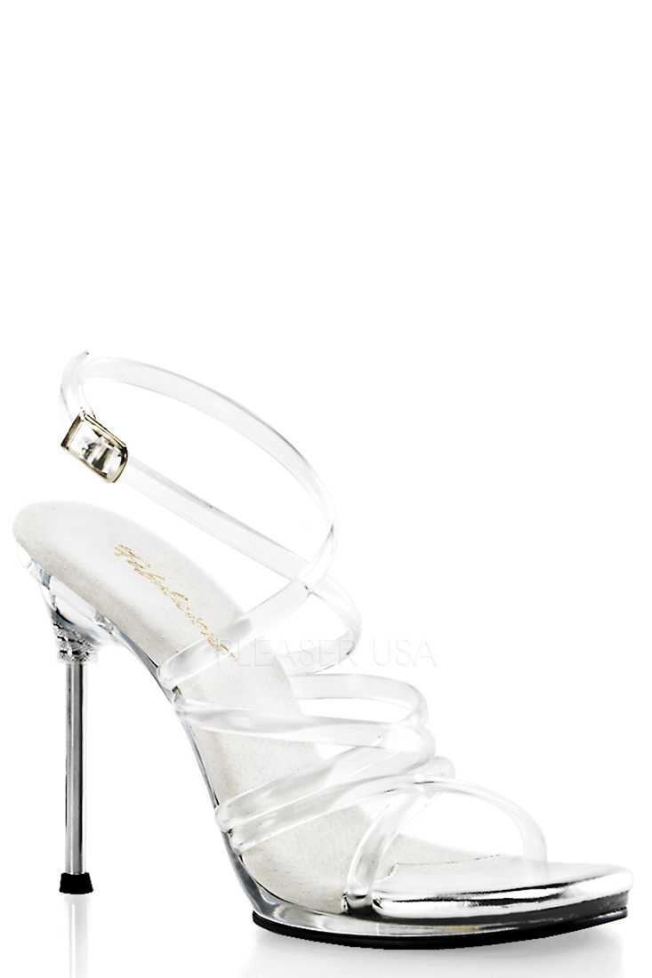 Clear Criss Cross Ankle Strap Sandal High Heels