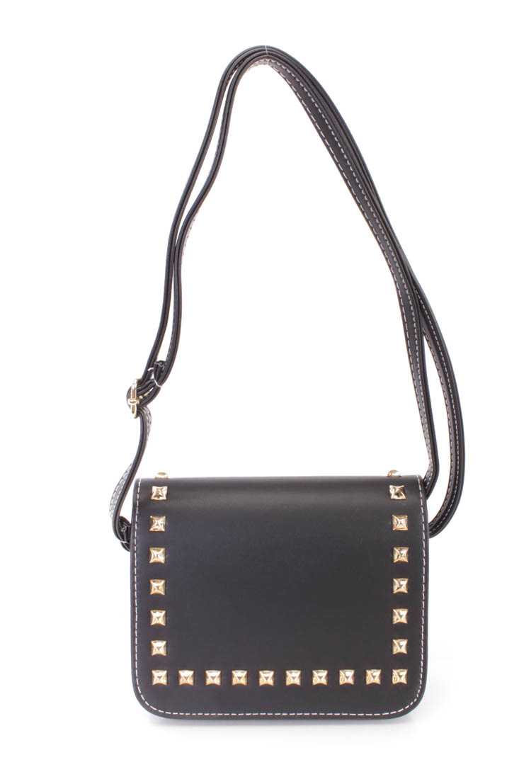 Black Studded Faux Leather Handbag