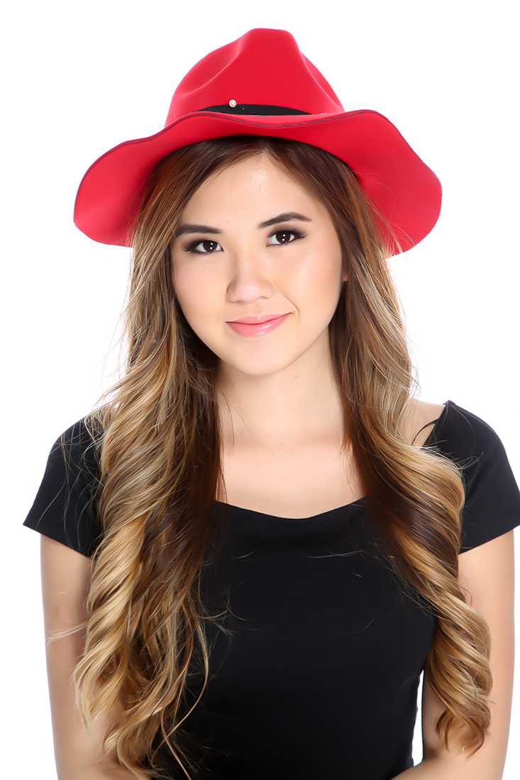 Red Faux Pearl Detailing Panama Hat