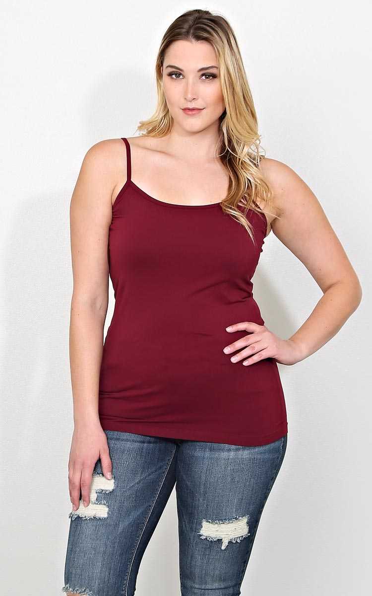Plus Size Seamless Knit Cami - N/S - Black by Styles For Less
