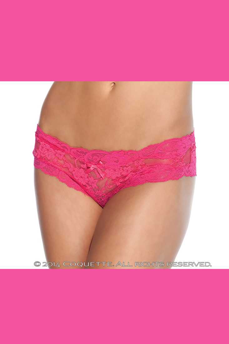 Fuchsia Floral Lace Crotchless Panty