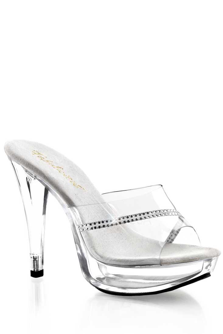 Clear Rhinestone Slip On High Heels PVC