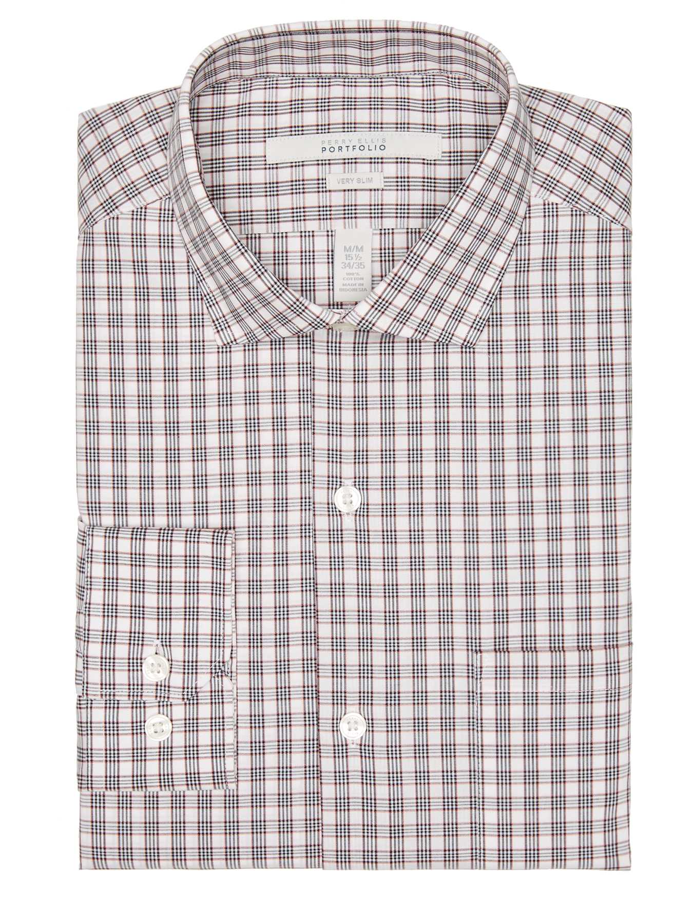 Perry Ellis Very Slim Small Check Dress Shirt