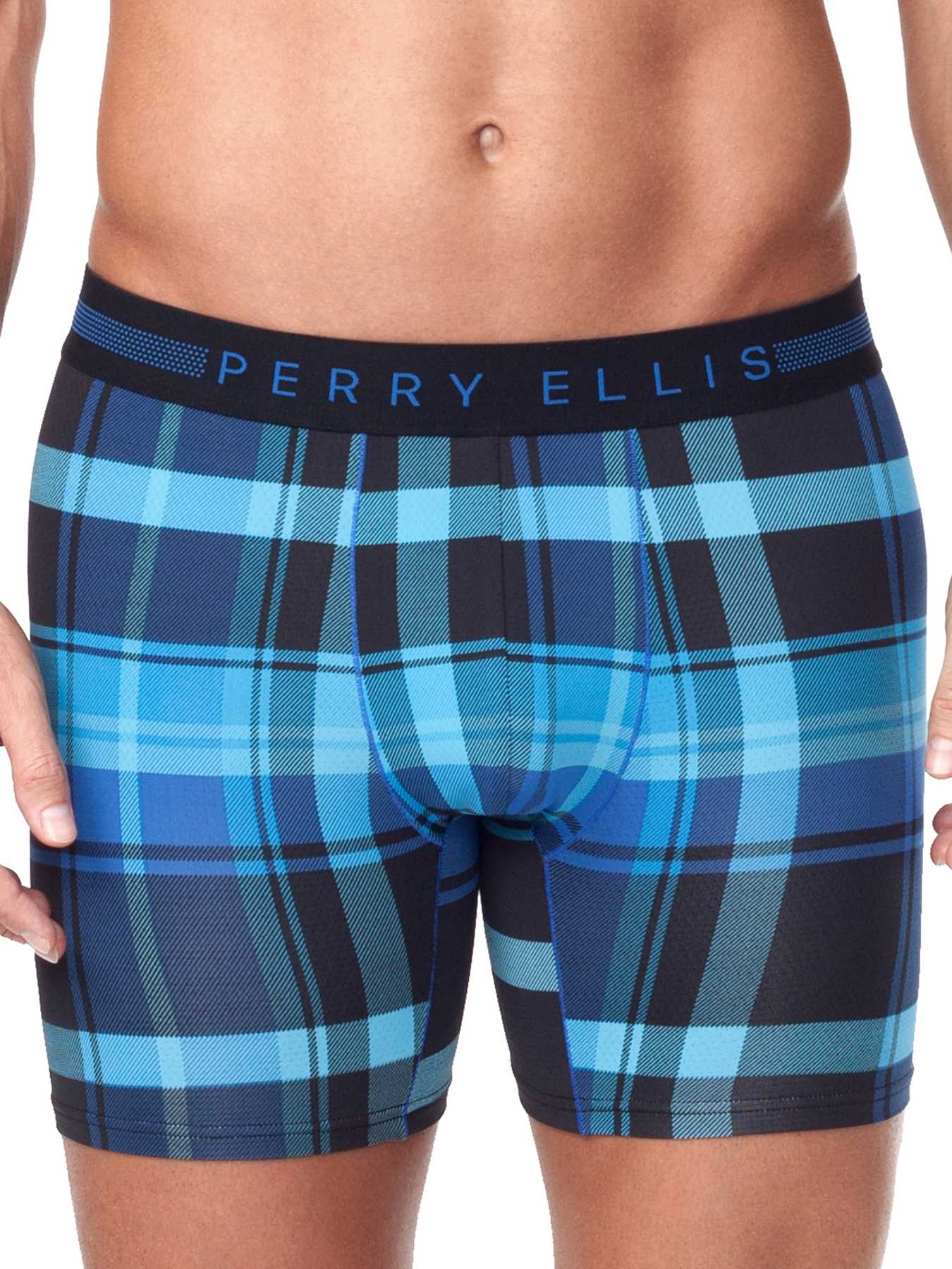 Perry Ellis Plaid Mesh Boxer Brief