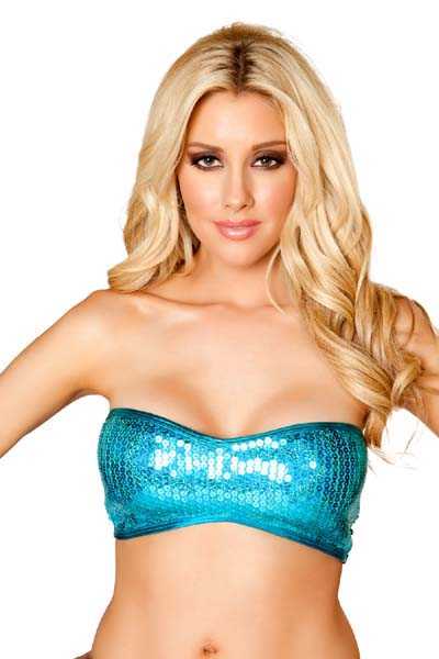 Turquoise Sequin Tube Top