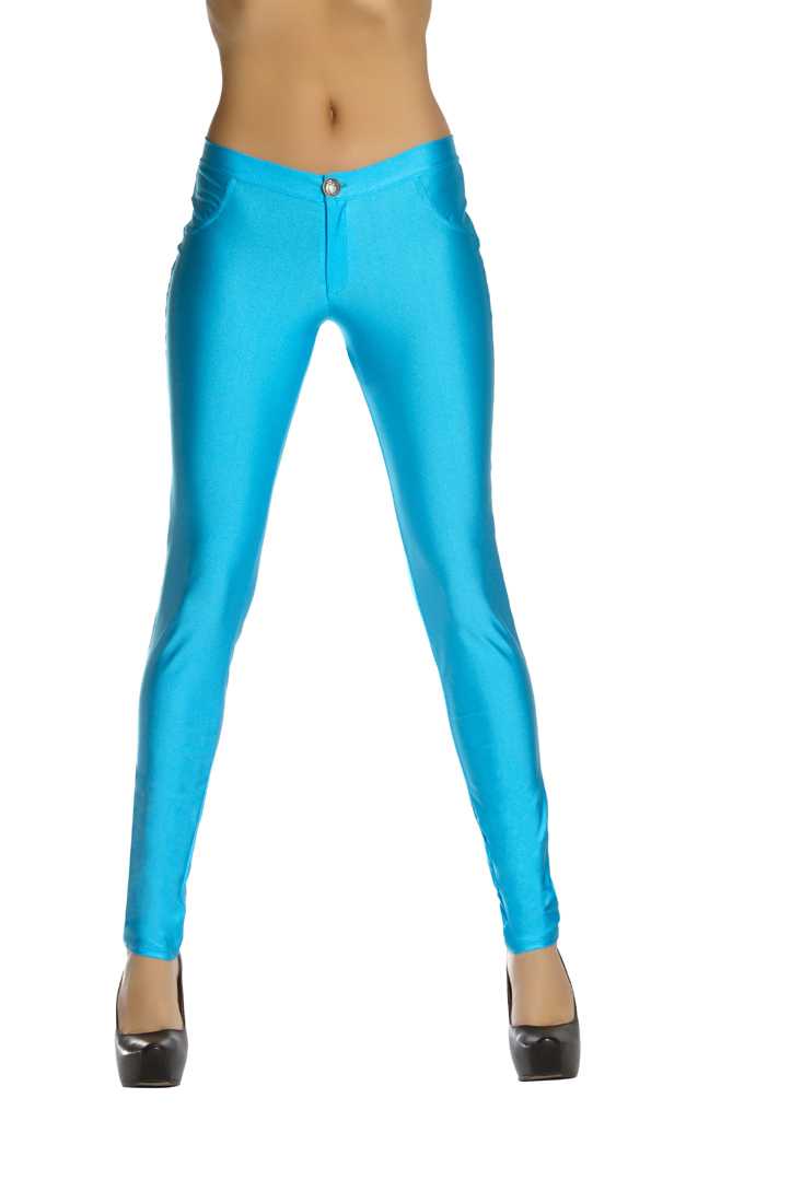 Turquoise Button Fly Closure Skinny Jeans