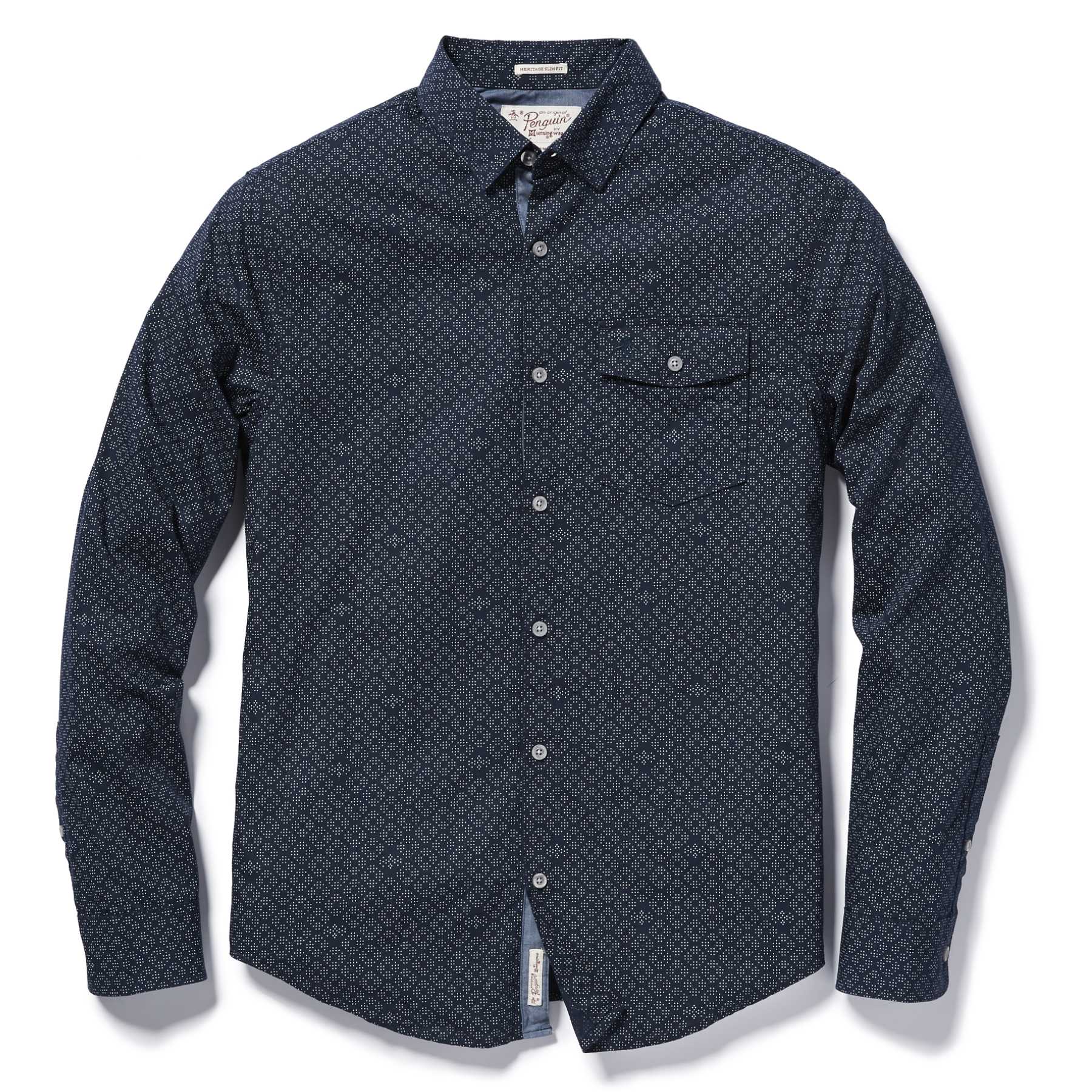 Original Penguin GEO DOT PRINTED SHIRT WITH PATCH FLAP POCKET