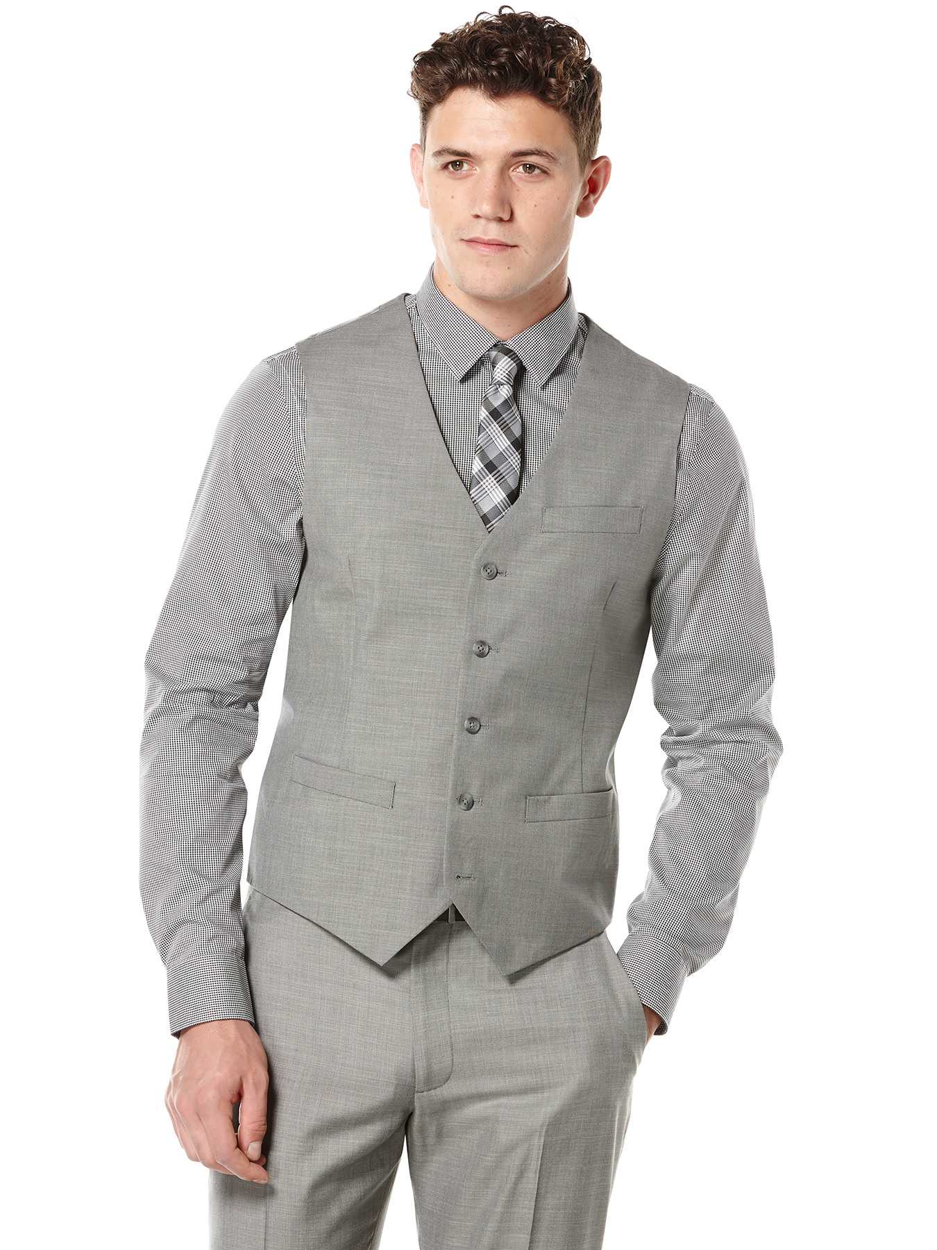 Perry Ellis Two Toned Twill Suit Vest