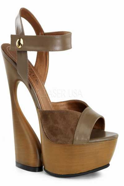 Brown Kid Leather Suede Ankle Strap Platform Sculptured Wedge Heel