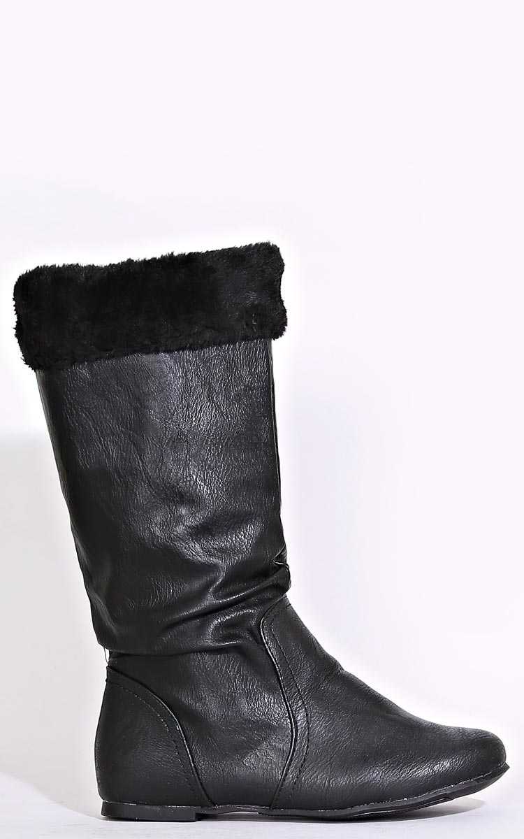 Ava Fur Lined Flat Boots - in Size by Styles For Less
