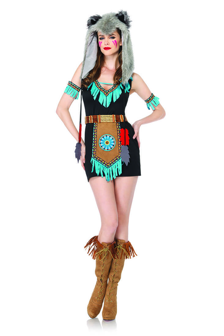 Black Turquoise 4 Pc. Wolf Warrior Sexy Costume