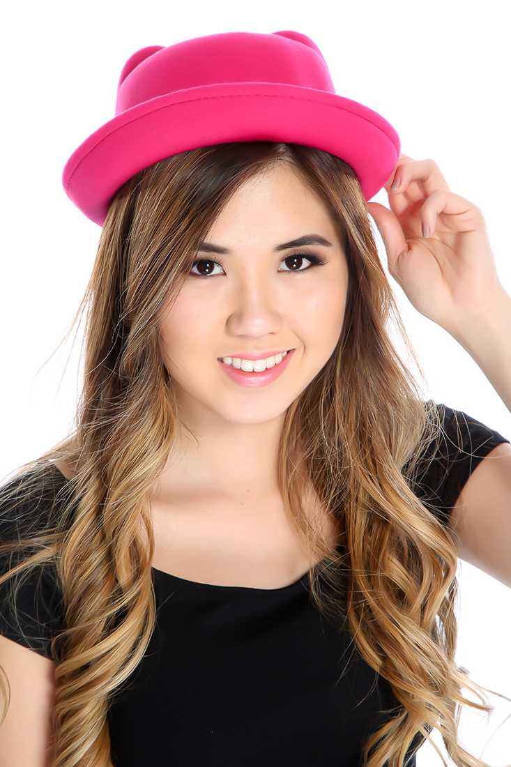 Fuchsia Animal Ear Detailing Bowler Hat