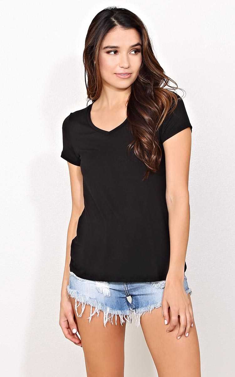 Black Knit Pocket Tee - - Black in Size by Styles For Less