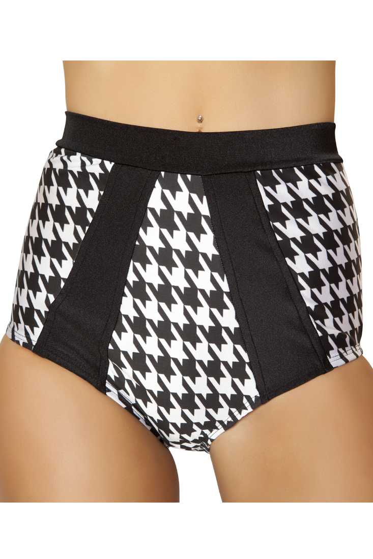 Houndstooth Print High Waist Shorts
