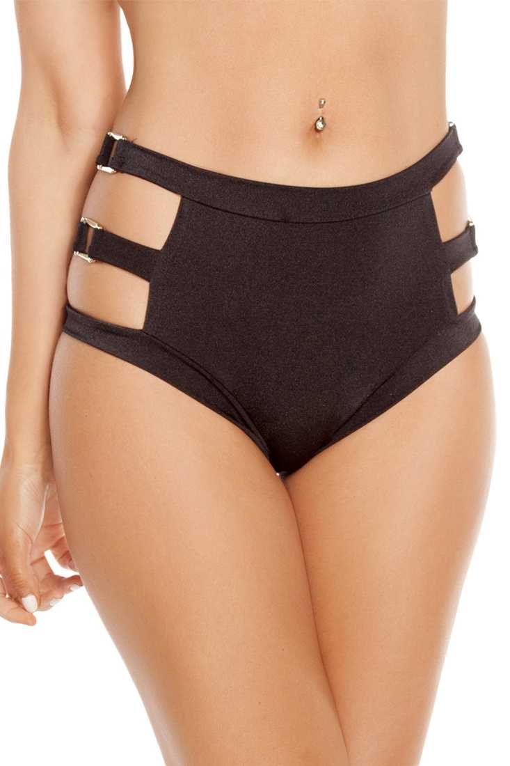 Black Triple Strap High Waist Shorts