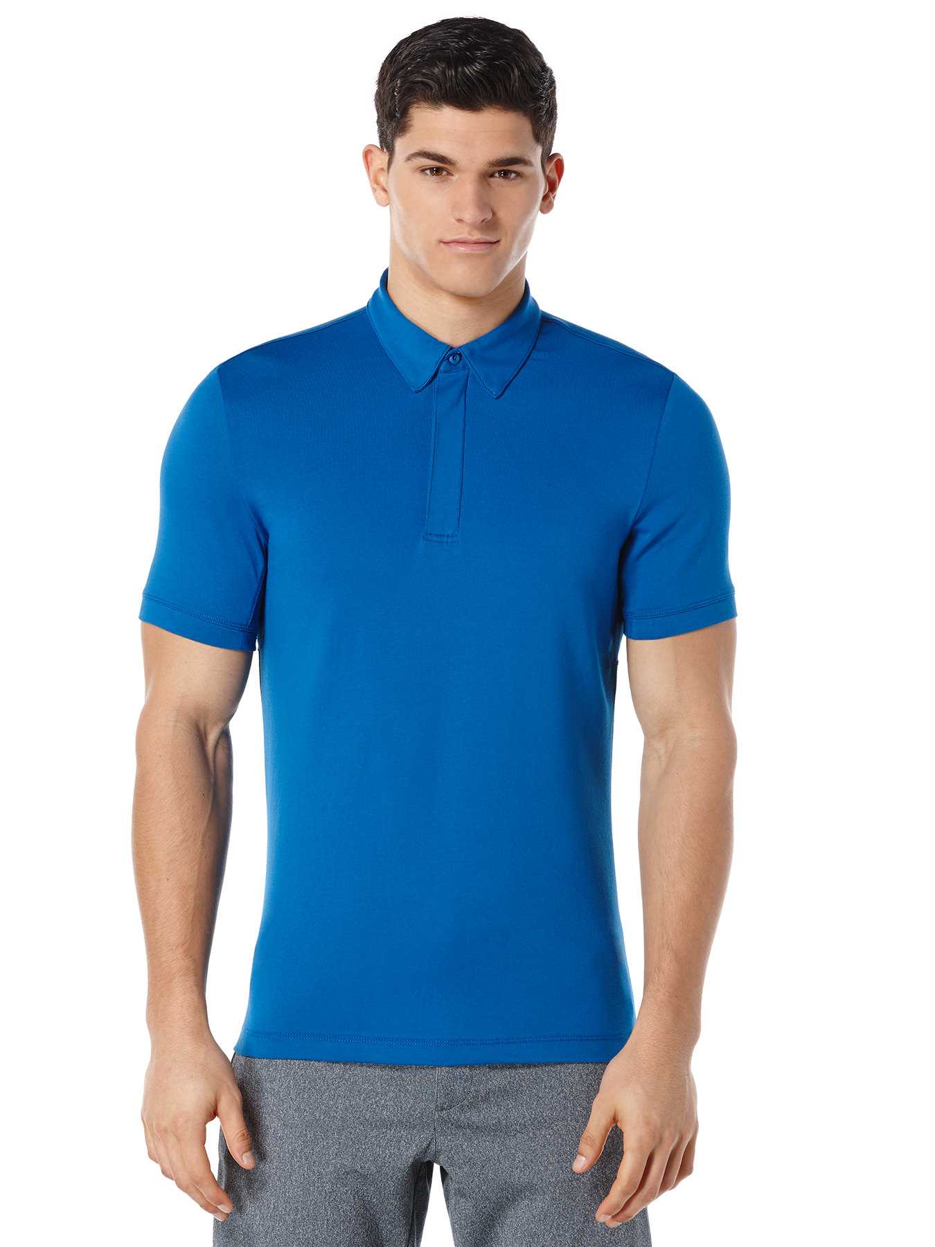 Perry Ellis Solid Zip Collar Active Polo