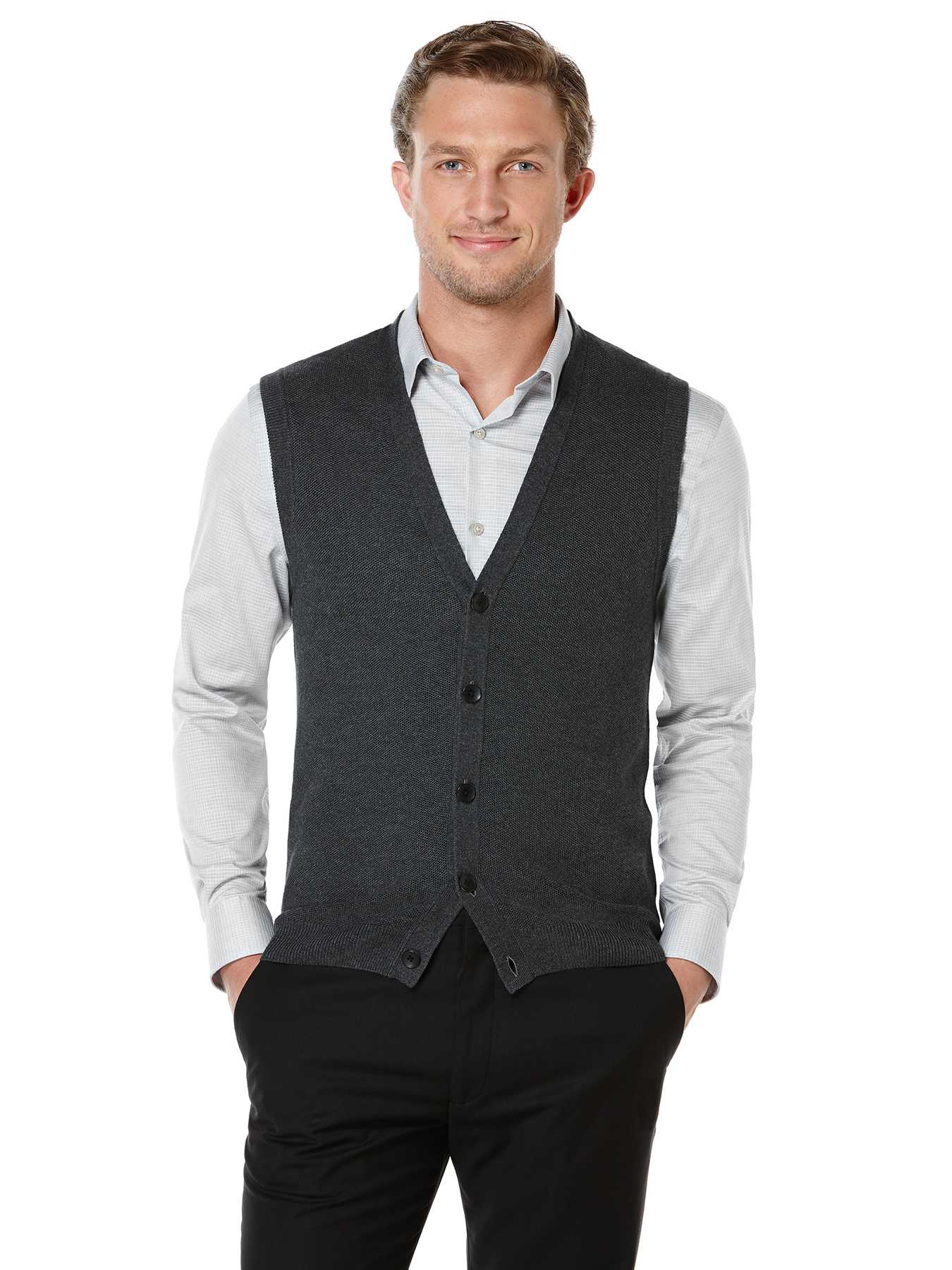 Perry Ellis Big and Tall 5 Button Solid Vest