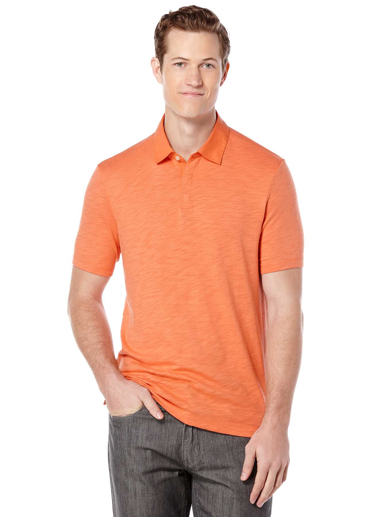 Perry Ellis Short Sleeve Woven Collar Polo
