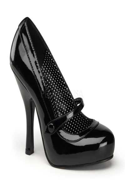 Black Patent Faux Leather Strapped High Heels