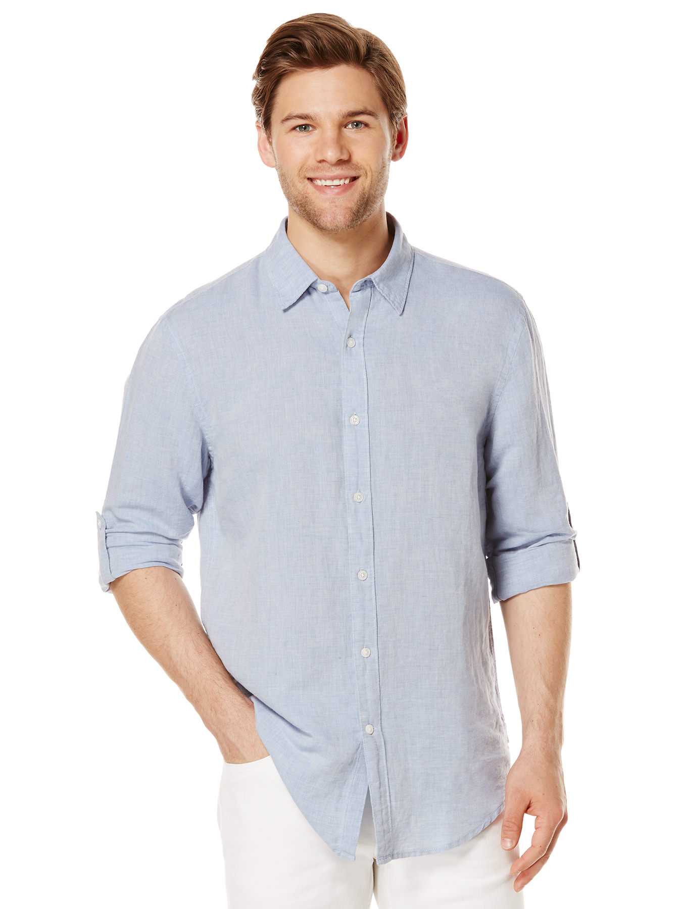Perry Ellis Rolled Sleeve Linen Shirt