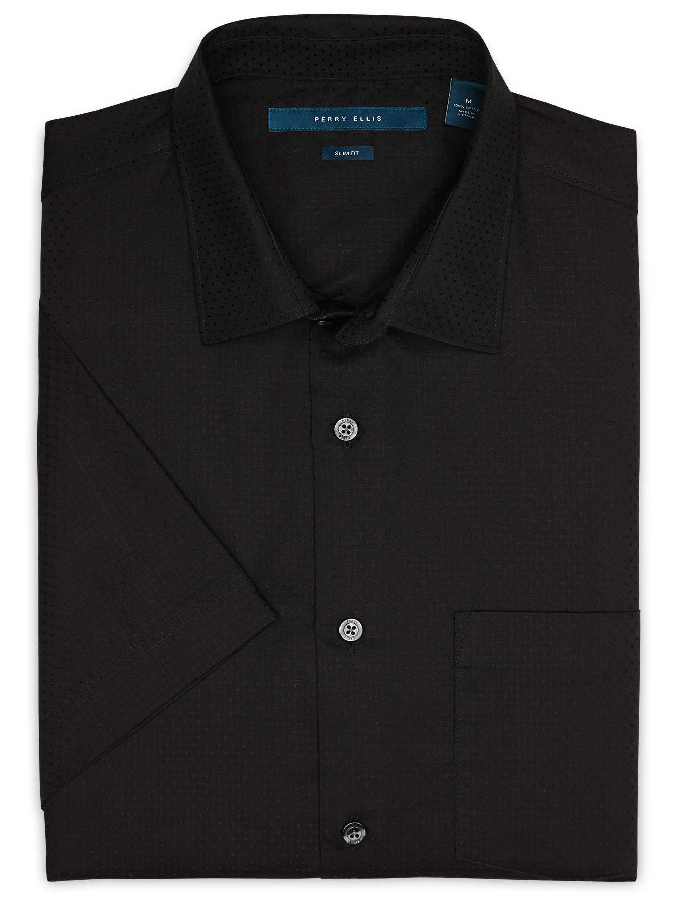 Perry Ellis Slim Short Sleeve Dot Print Shirt