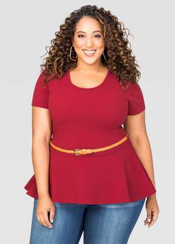 Belted Hi-Lo Peplum Top