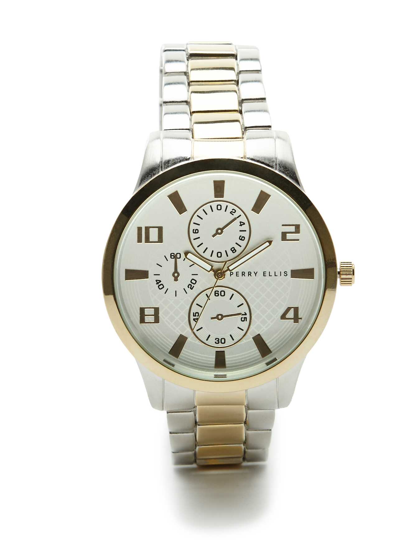 Perry Ellis Two Tone Round Case Watch
