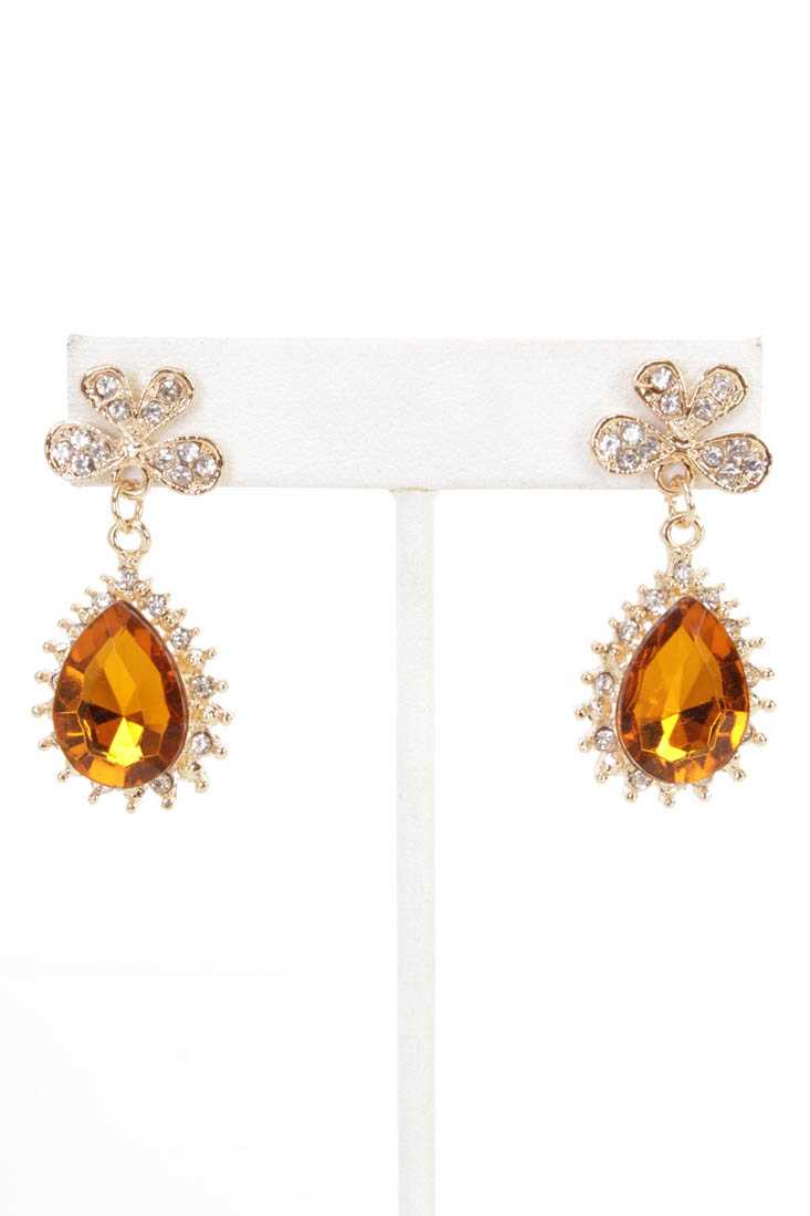 Topaz Gold Faceted Beaded High Polish Metal Earrings