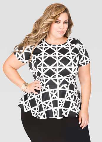 Geo Scuba Peplum Top