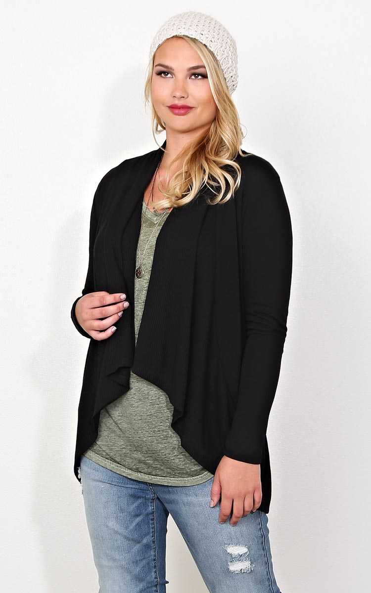 Plus Size Fall Breeze Knit Wrap - Black in Size by Styles For Less