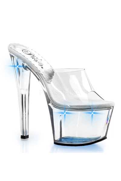 Clear Blue Light Up Platform High Heels