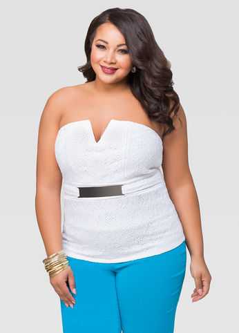 Strapless Gold Plate Lace Top