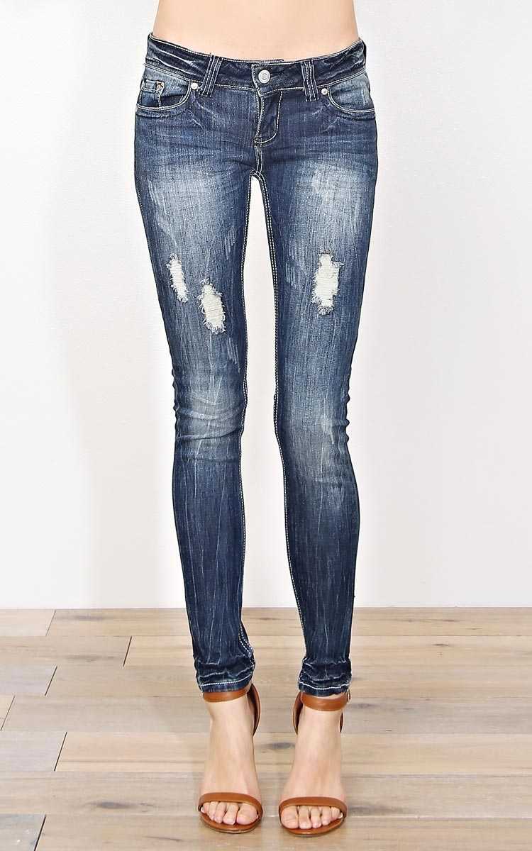 Dublin Skinny Jeans - Tinted Destroyed in Size by Styles For Less
