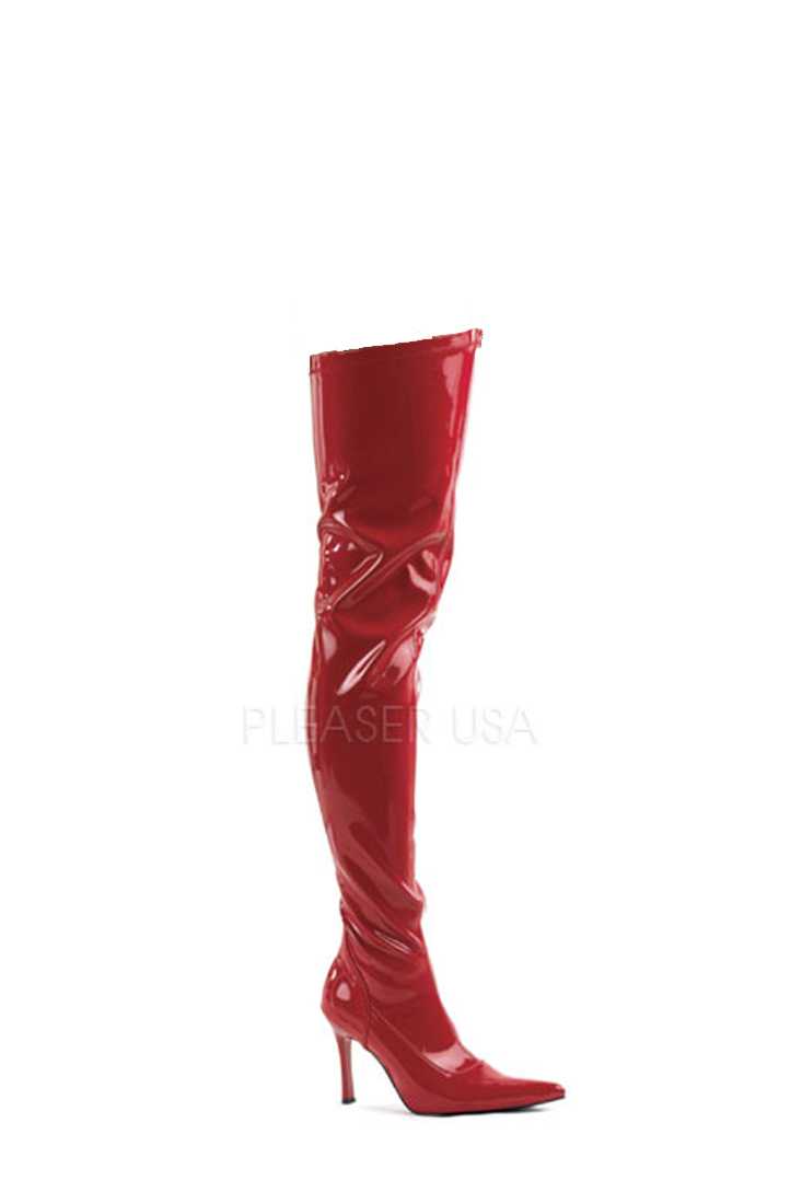 Red Pointed Toe Thigh High Boots Patent