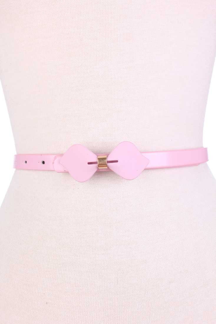 Light Pink Matte Bow Accent Cute Faux Leather Belt