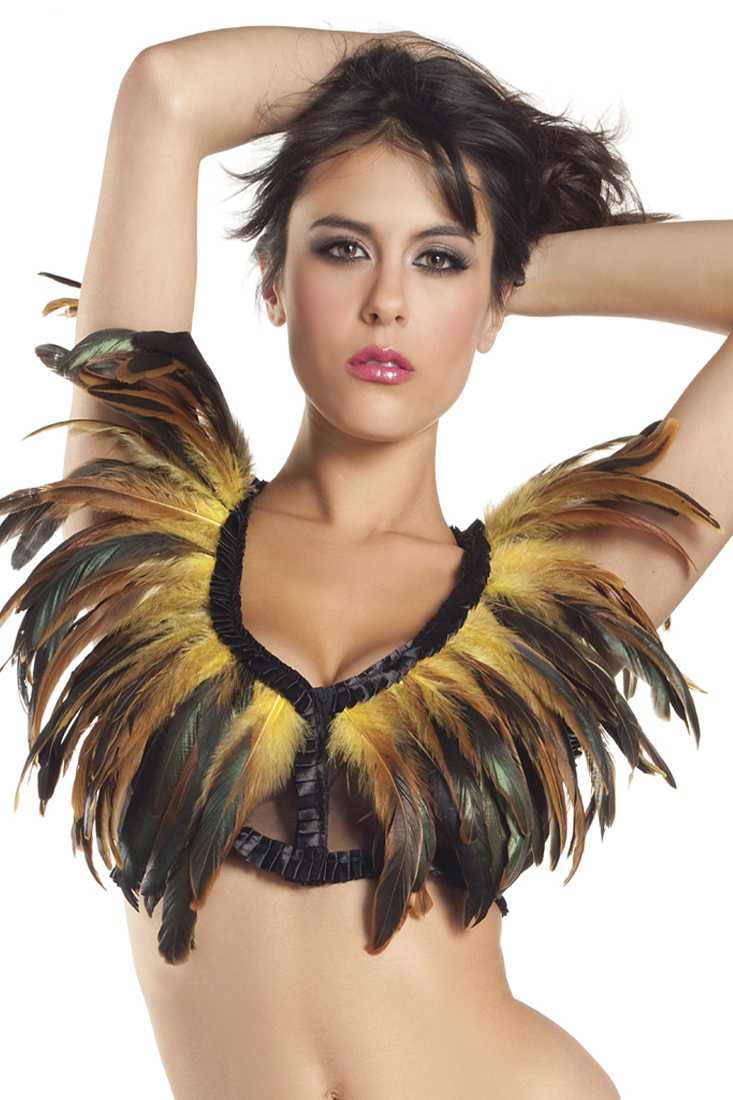 Yellow Feather Top Sexy Costume