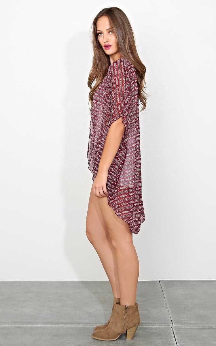 Aztec Rank Woven Wrap - LGE - Wine Combo in Size Large by Styles For Less