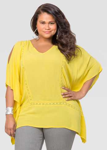 Gauze Slit Sleeve Poncho