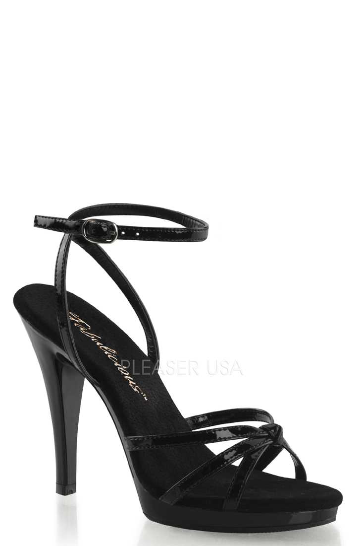 Black Criss Cross Strappy High Heels Patent