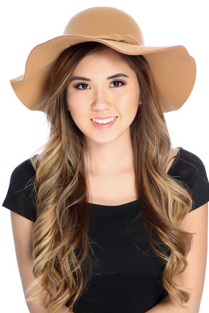 Tan Side Bow Tie Detail Floppy Hat